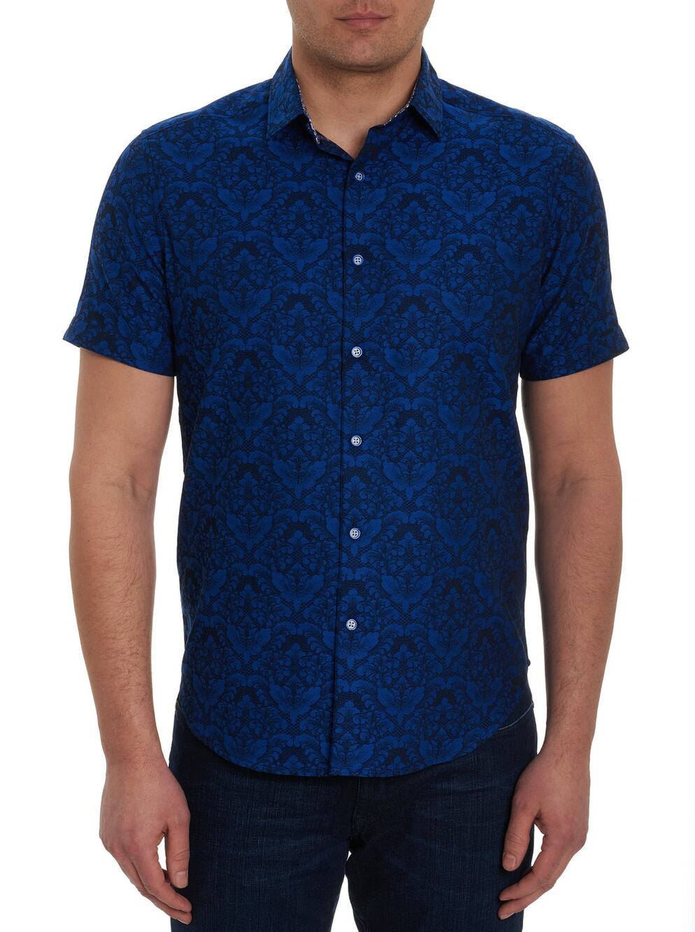 Robert Graham Bayview short sleeve button down Navy Classic Fit Size XL
